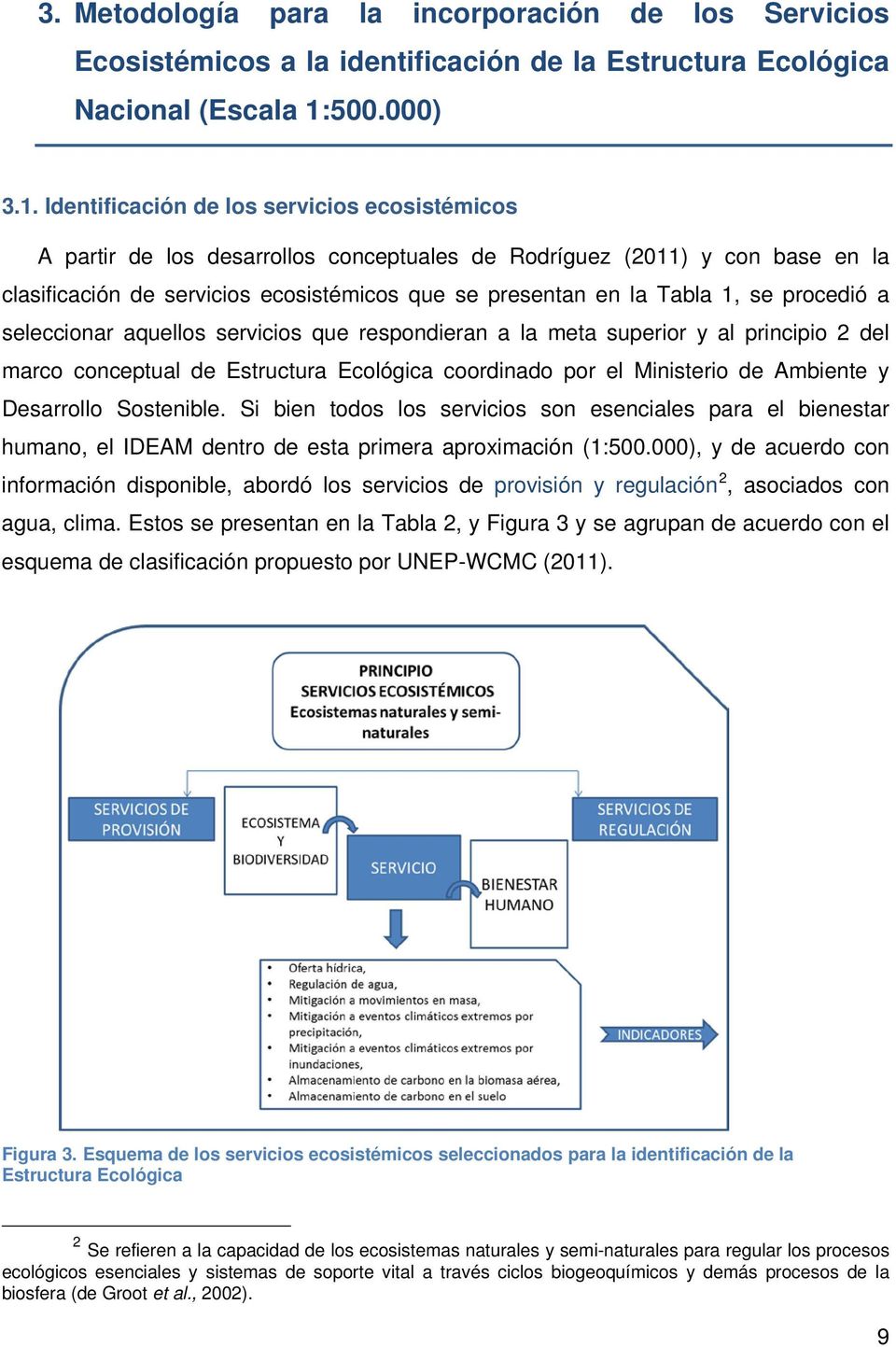 Identificación de los servicios ecosistémicos A partir de los desarrollos conceptuales de Rodríguez (2011) y con base en la clasificación de servicios ecosistémicos que se presentan en la Tabla 1, se