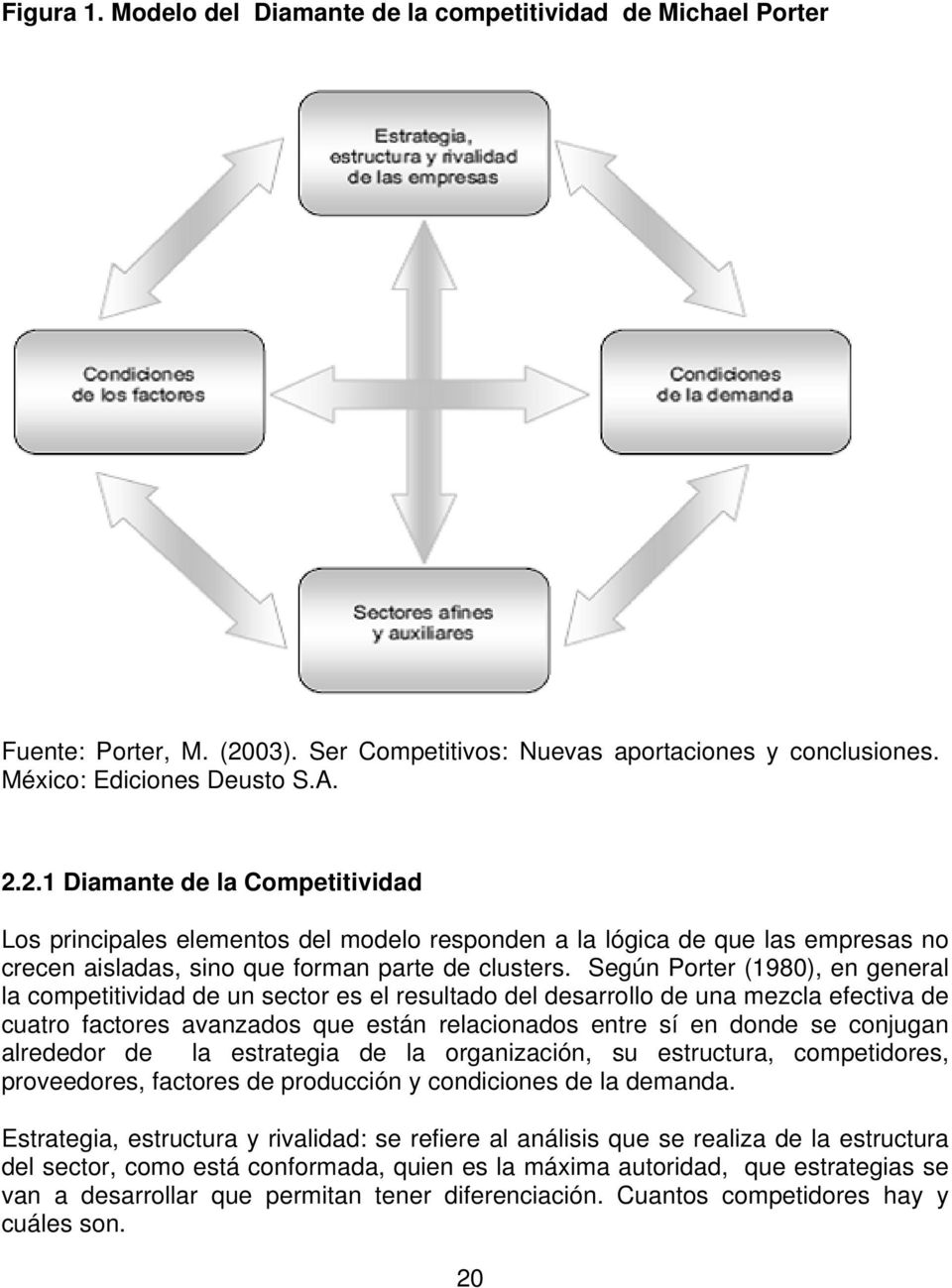 2.1 Diamante de la Competitividad Los principales elementos del modelo responden a la lógica de que las empresas no crecen aisladas, sino que forman parte de clusters.