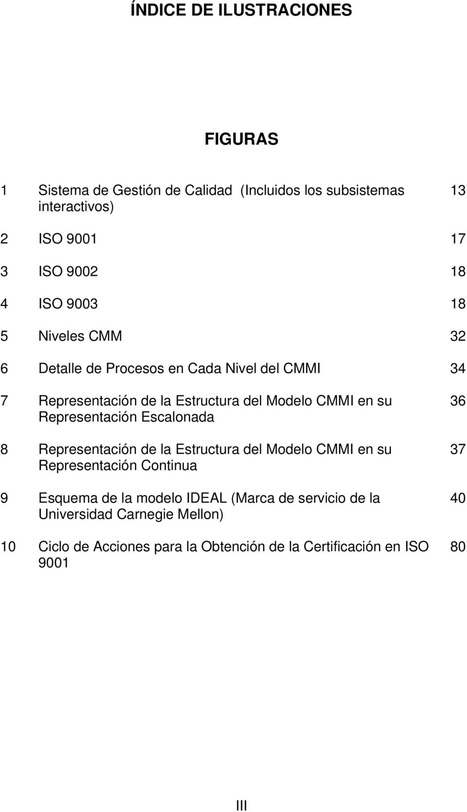 Representación Escalonada 8 Representación de la Estructura del Modelo CMMI en su Representación Continua 9 Esquema de la modelo IDEAL