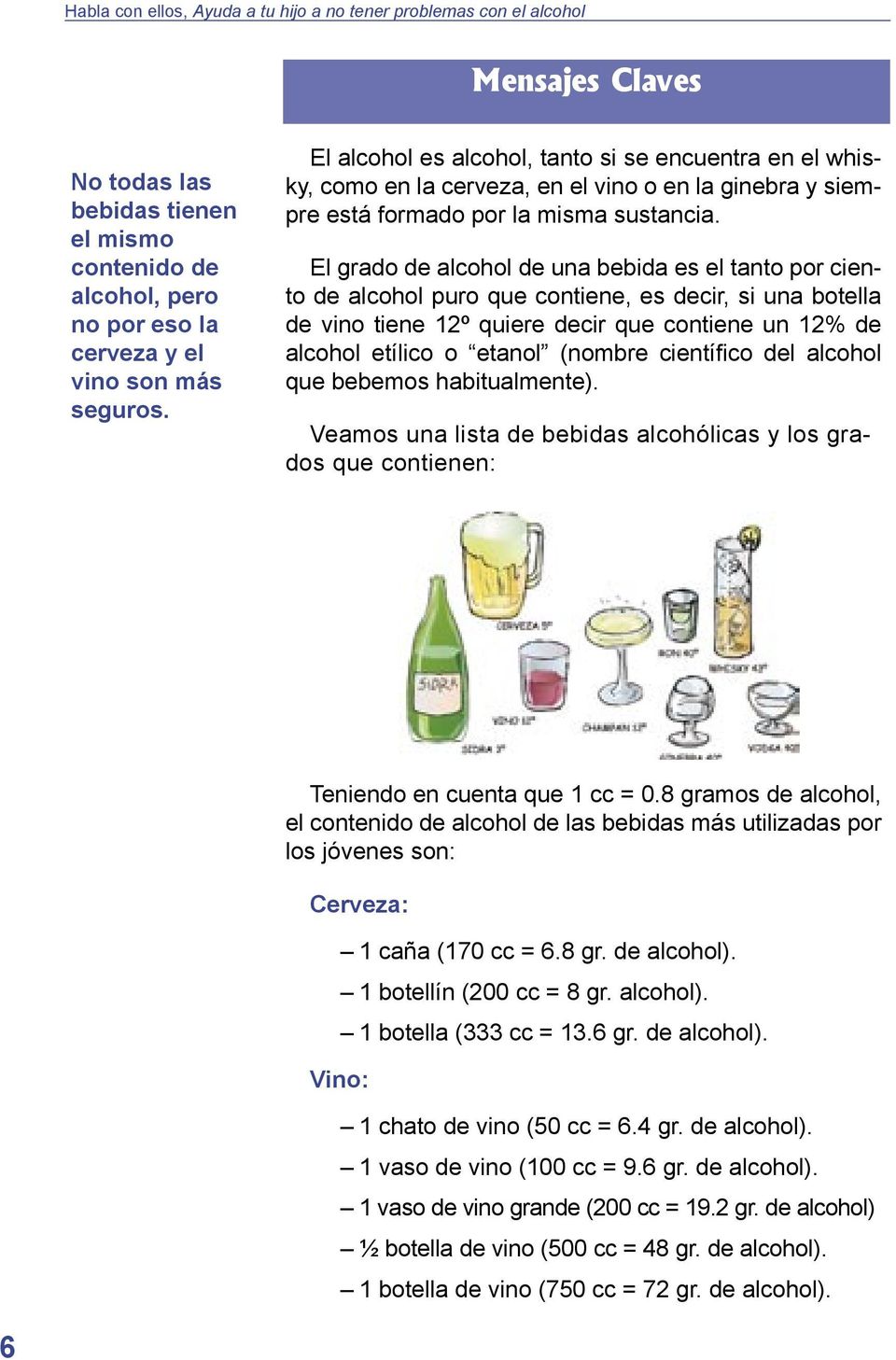 El grado de alcohol de una bebida es el tanto por ciento de alcohol puro que contiene, es decir, si una botella de vino tiene 12º quiere decir que contiene un 12% de alcohol etílico o etanol (nombre