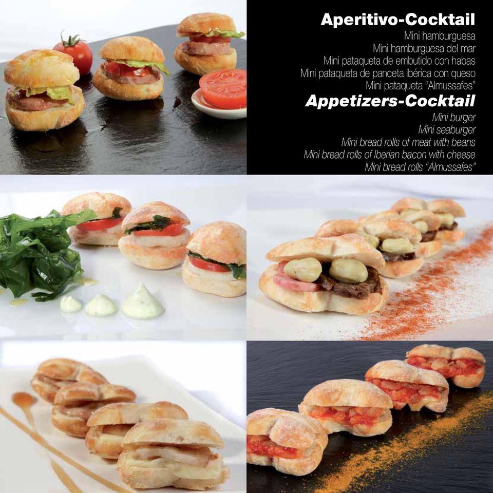 Almussafes Appetizers-Cocktail Mini burger Mini seaburger Mini bread rolls of