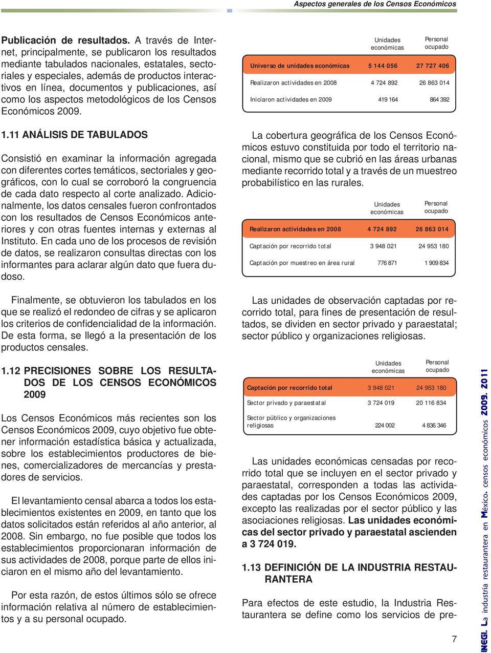 publicaciones, así como los aspectos metodológicos de los Censos Económicos 2009. 1.