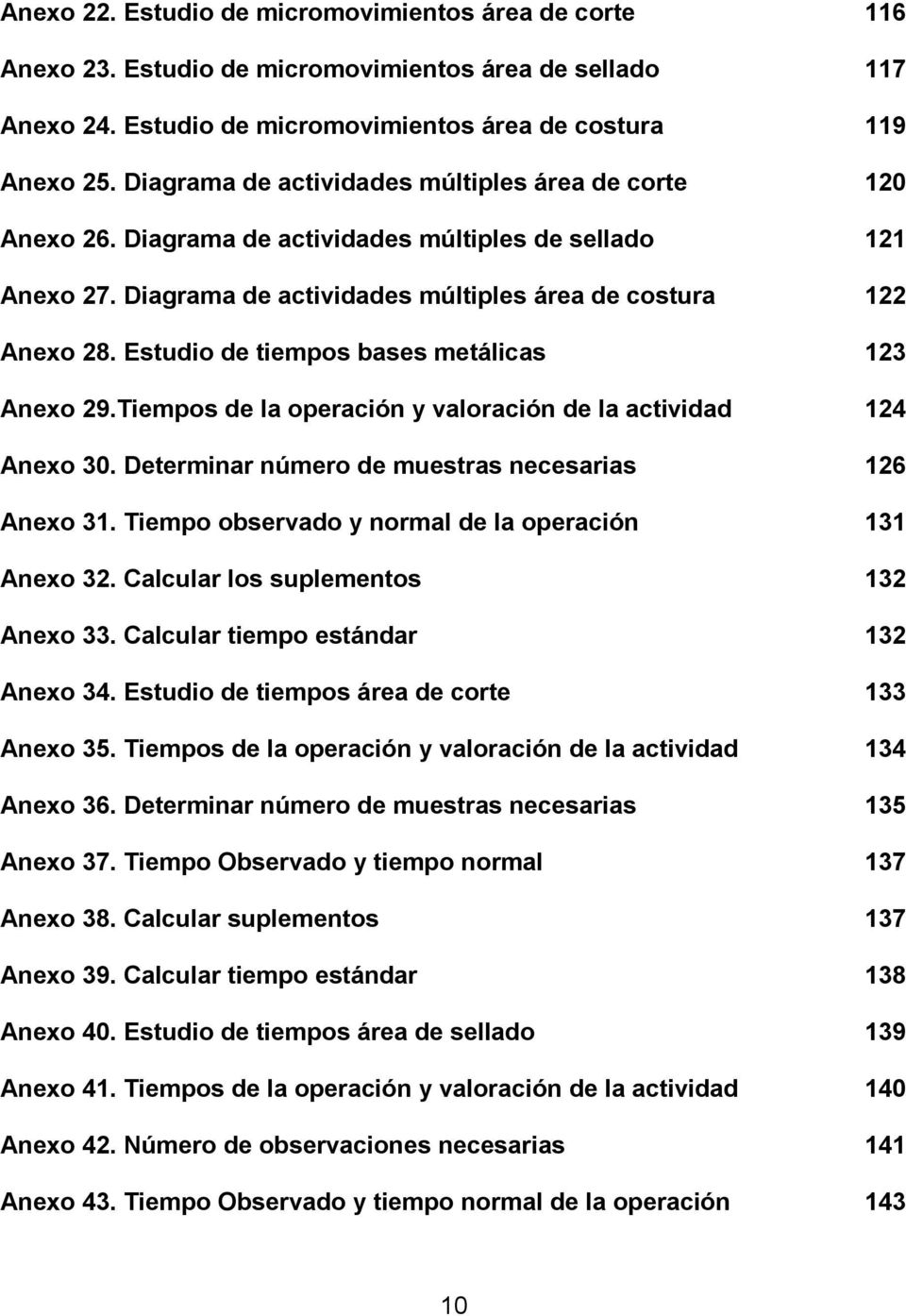 Estudio de tiempos bases metálicas 123 Anexo 29.Tiempos de la operación y valoración de la actividad 124 Anexo 30. Determinar número de muestras necesarias 126 Anexo 31.