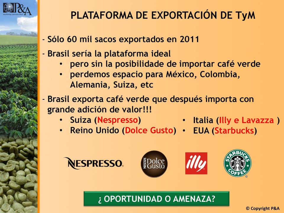 Alemania, Suiza, etc - Brasil exporta café verde que después importa con grande adición de valor!