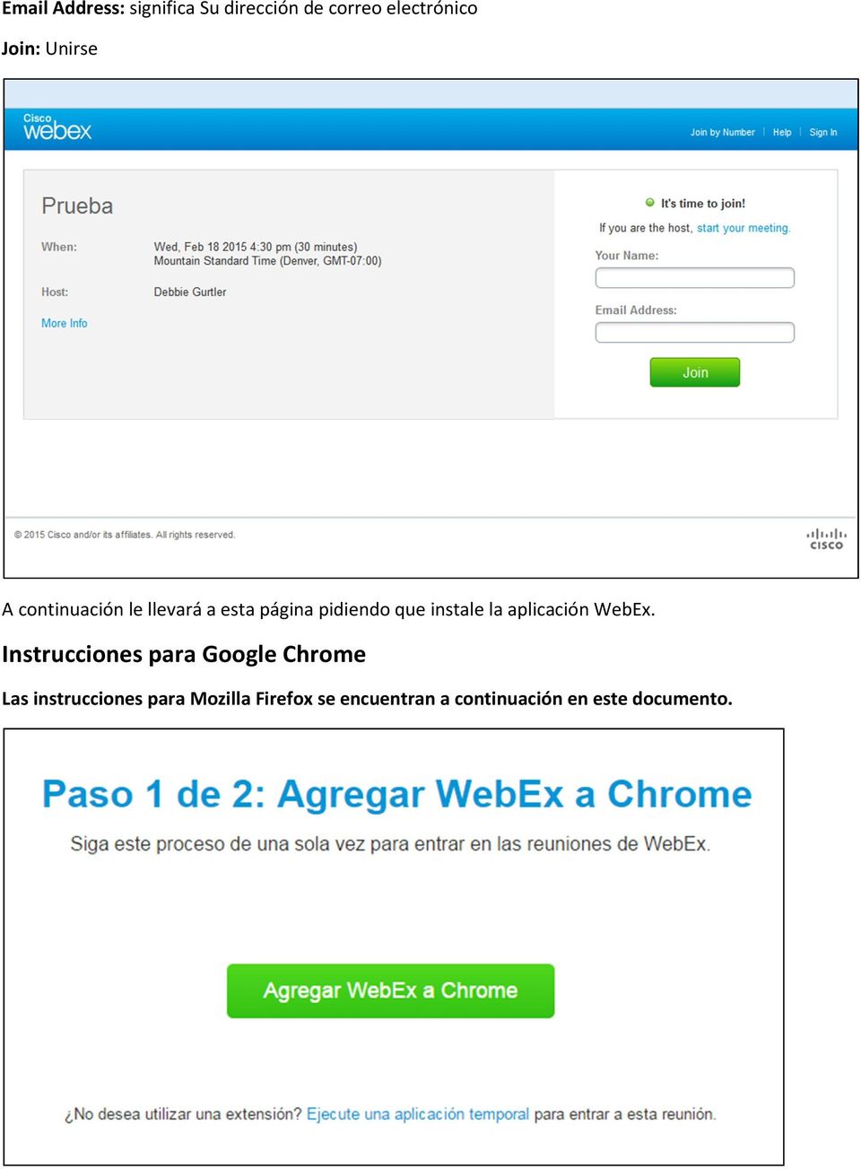 la aplicación WebEx.