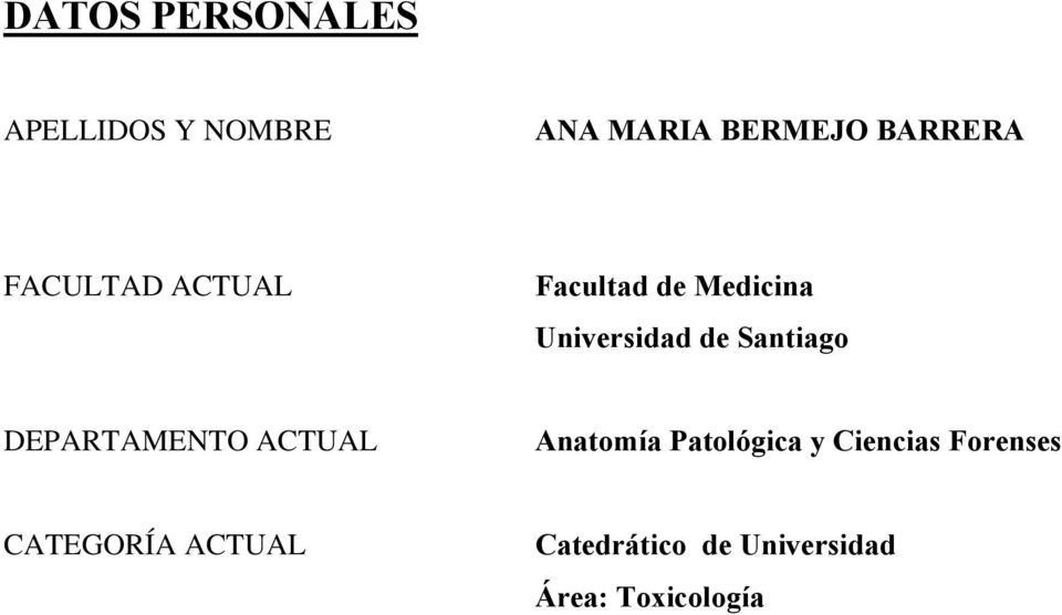 Santiago DEPARTAMENTO ACTUAL Anatomía Patológica y Ciencias