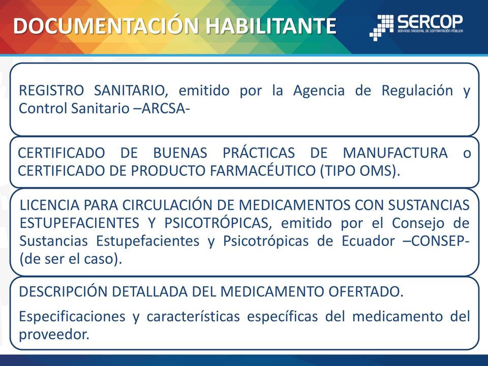 LICENCIA PARA CIRCULACIÓN DE MEDICAMENTOS CON SUSTANCIAS ESTUPEFACIENTES Y PSICOTRÓPICAS, emitido por el Consejo de Sustancias