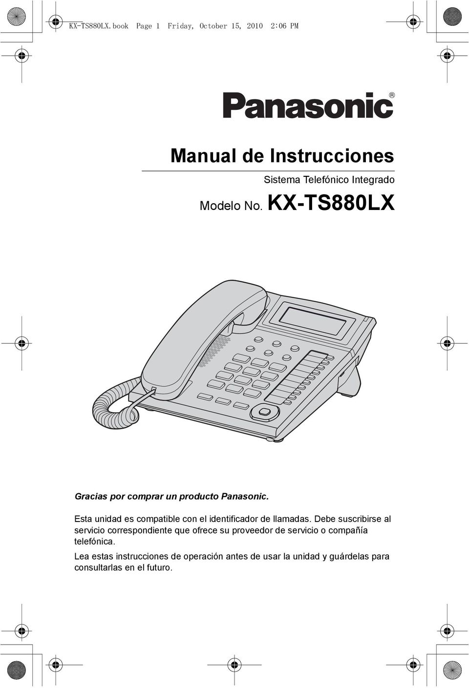 KX-TS880LX Gracias por comprar un producto Panasonic.