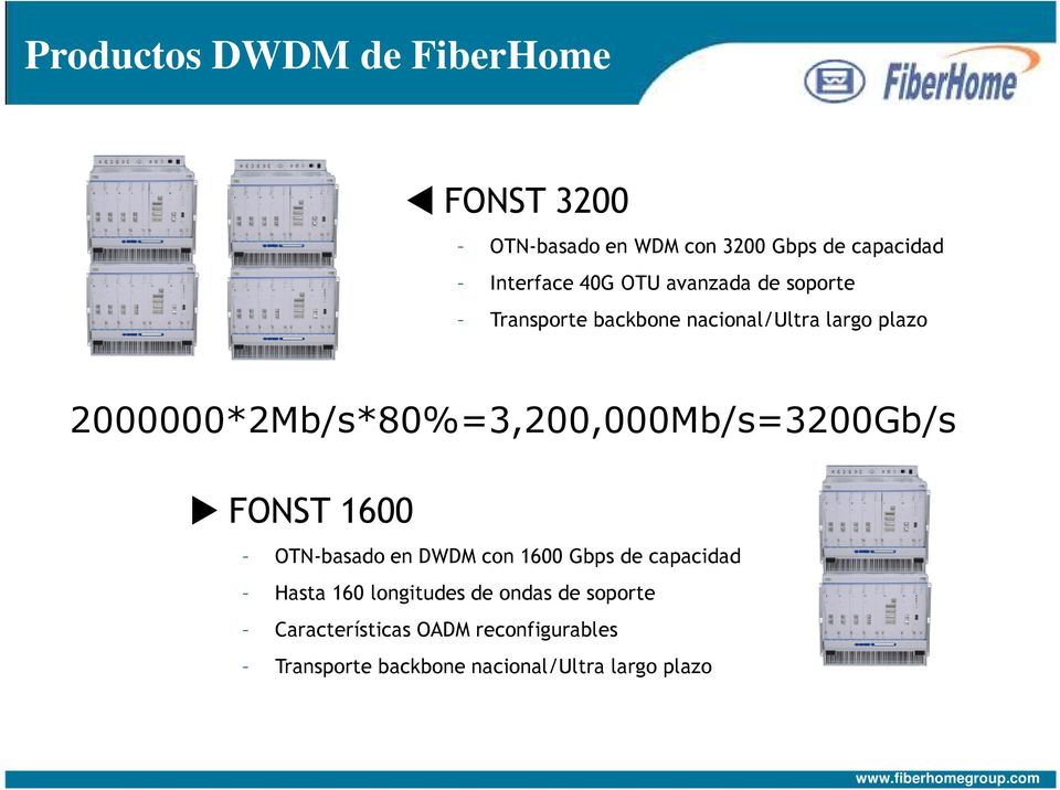 2000000*2Mb/s*80%=3,200,000Mb/s=3200Gb/s FONST 1600 OTN-basado en DWDM con 1600 Gbps de capacidad