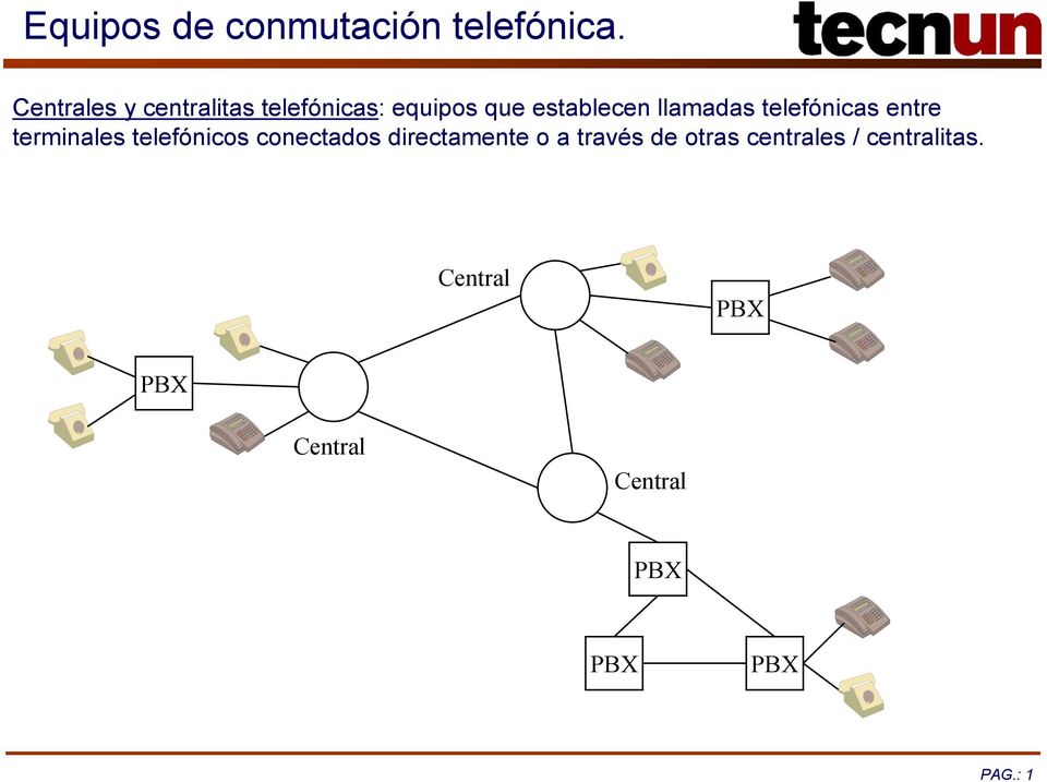 Centrales y centralitas telefónicas: equipos que establecen llamadas telefónicas entre terminales