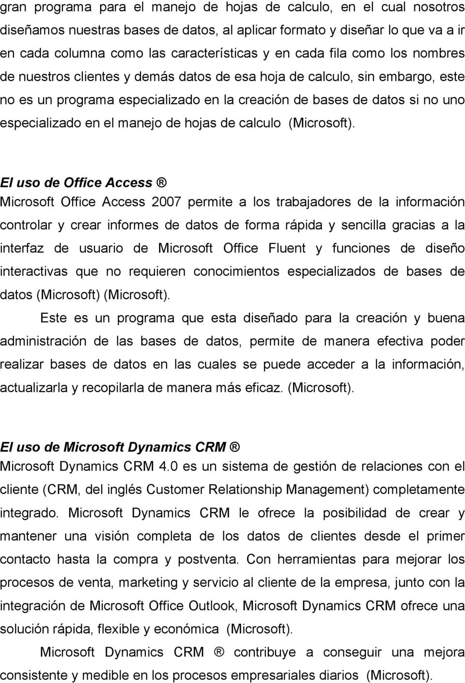 manejo de hojas de calculo (Microsoft).