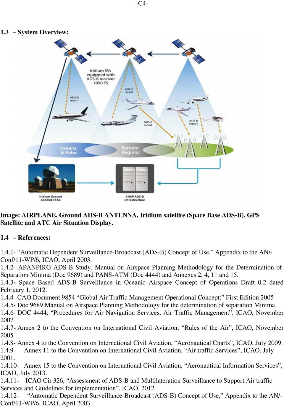 2 dated February 1, 2012. 1.4.4- CAO Document 9854 Global Air Traffic Management Operational Concept: First Edition 2005 1.4.5- Doc 9689 Manual on Airspace Planning Methodology for the determination of separation Minima 1.