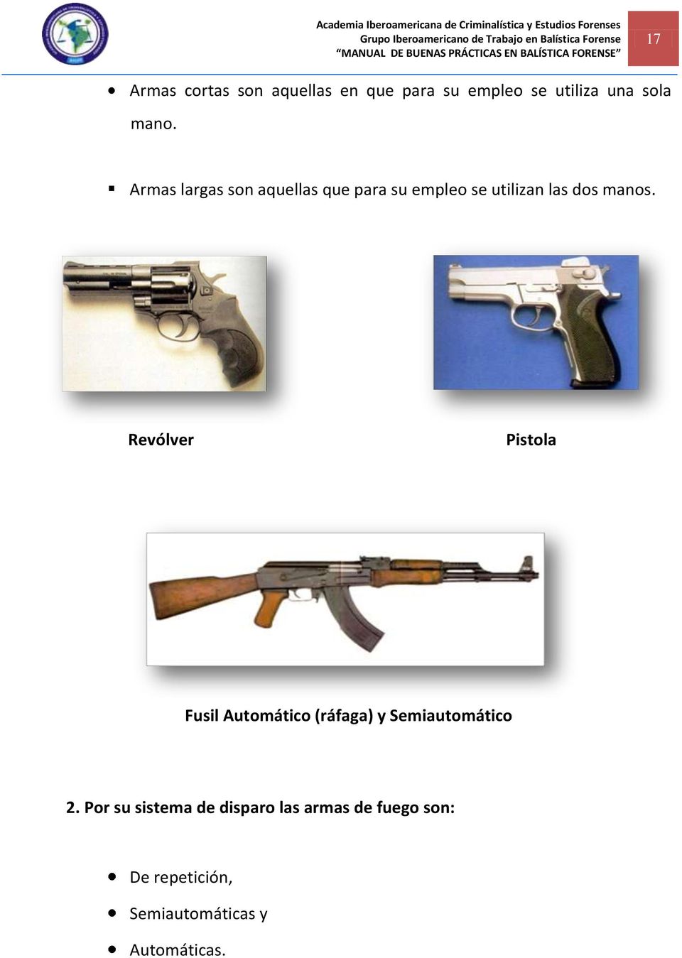 Revólver Pistola Fusil Automático (ráfaga) y Semiautomático 2.