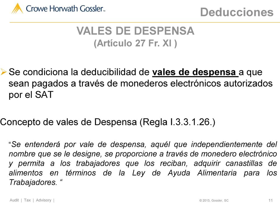 el SAT Concepto de vales de Despensa (Regla I.3.3.1.26.