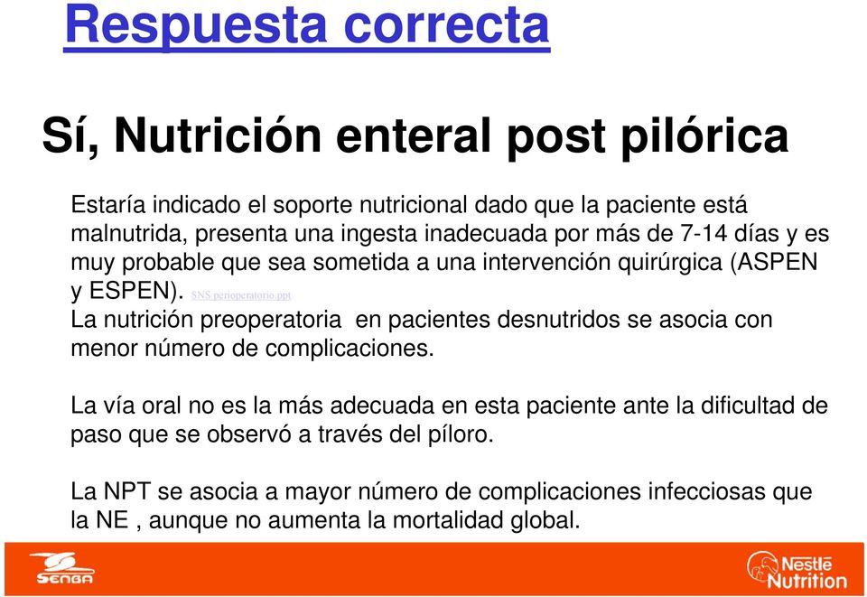 ppt La nutrición preoperatoria en pacientes desnutridos se asocia con menor número de complicaciones.