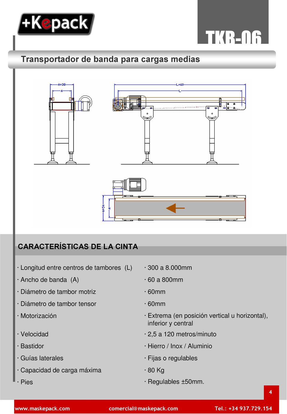 Guías laterales 60 a 800mm 60mm 60mm Extrema (en posición vertical u horizontal), inferior y central 2,5 a 120