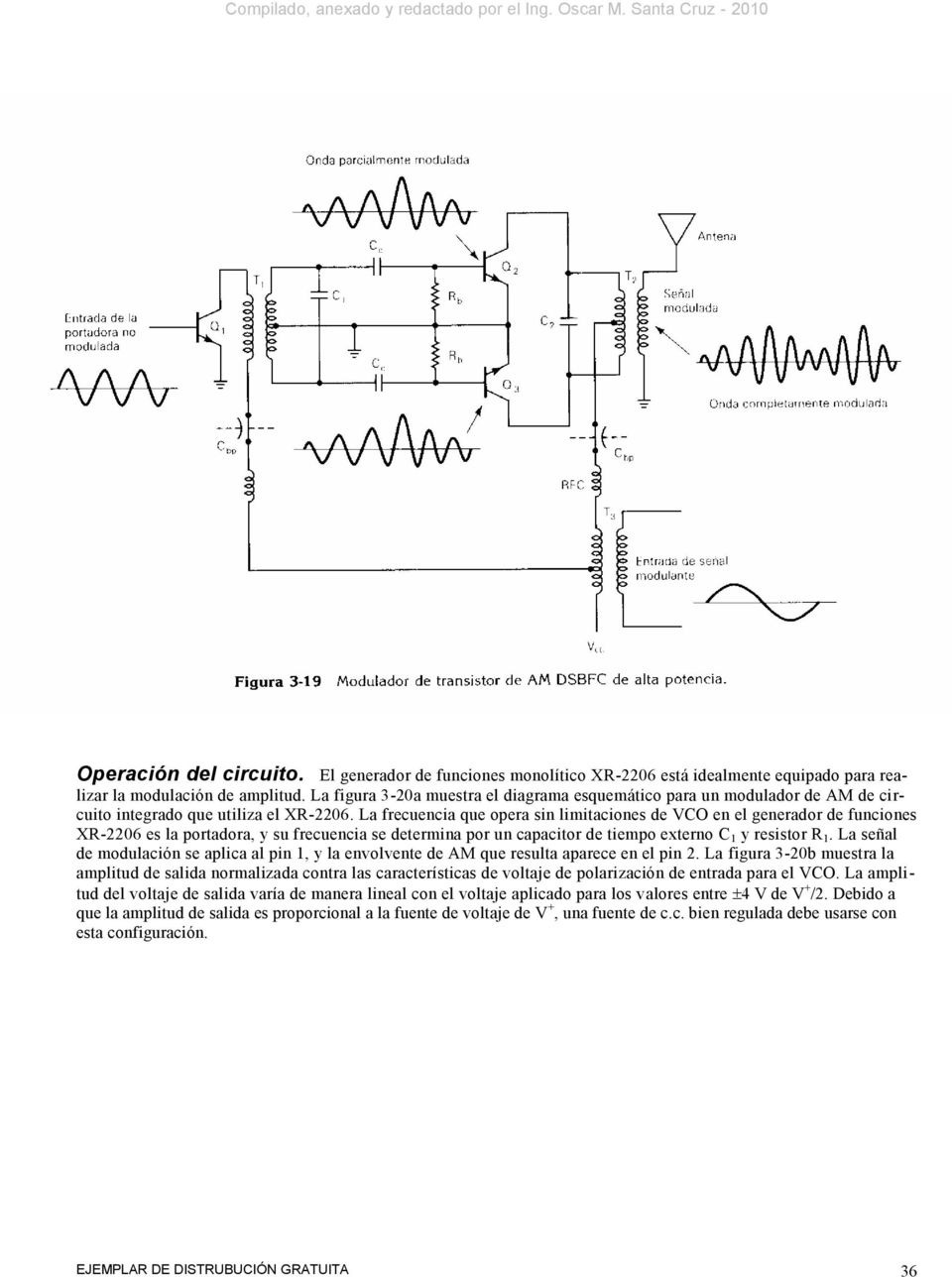 La frecuencia que opera sin limitaciones de VCO en el generador de funciones XR-06 es la portadora, y su frecuencia se determina por un capacitor de tiempo externo C 1 y resistor R 1.