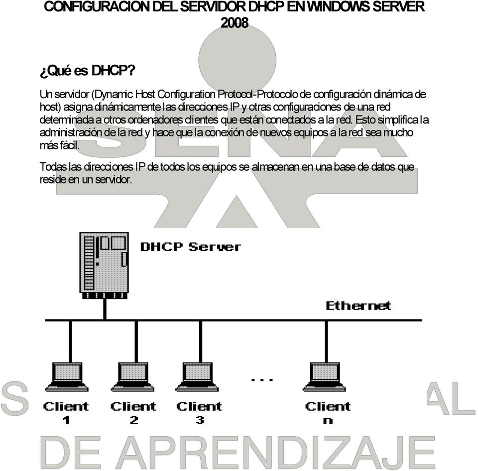 IP y otras configuraciones de una red determinada a otros ordenadores clientes que están conectados a la red.