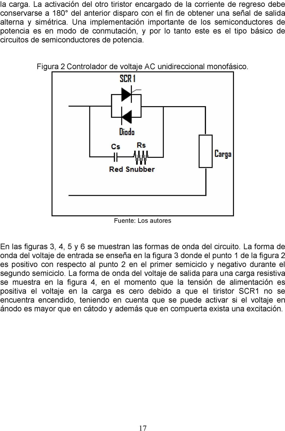 Figura Controlador de voltaje AC unidireccional monofásico. Fuente: Los autores En las figuras 3, 4, 5 y 6 se muestran las formas de onda del circuito.