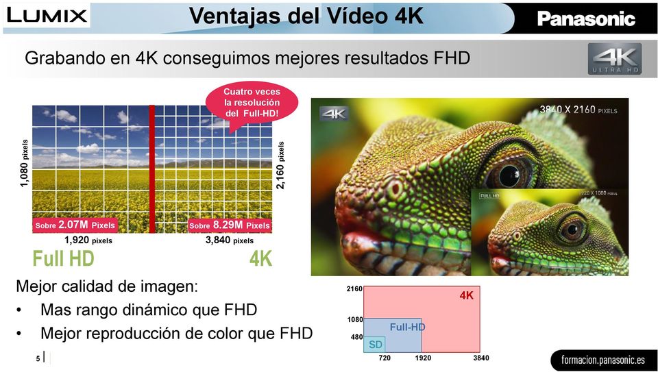 29M Pixels Full HD Mejor calidad de imagen: Mas rango dinámico que FHD Mejor