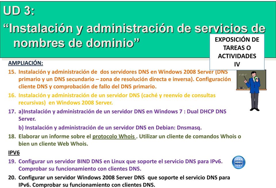 a)instalación y administración de un servidor DNS en Windows 7 : Dual DHCP DNS Server. b) Instalación y administración de un servidor DNS en Debian: Dnsmasq. 18.