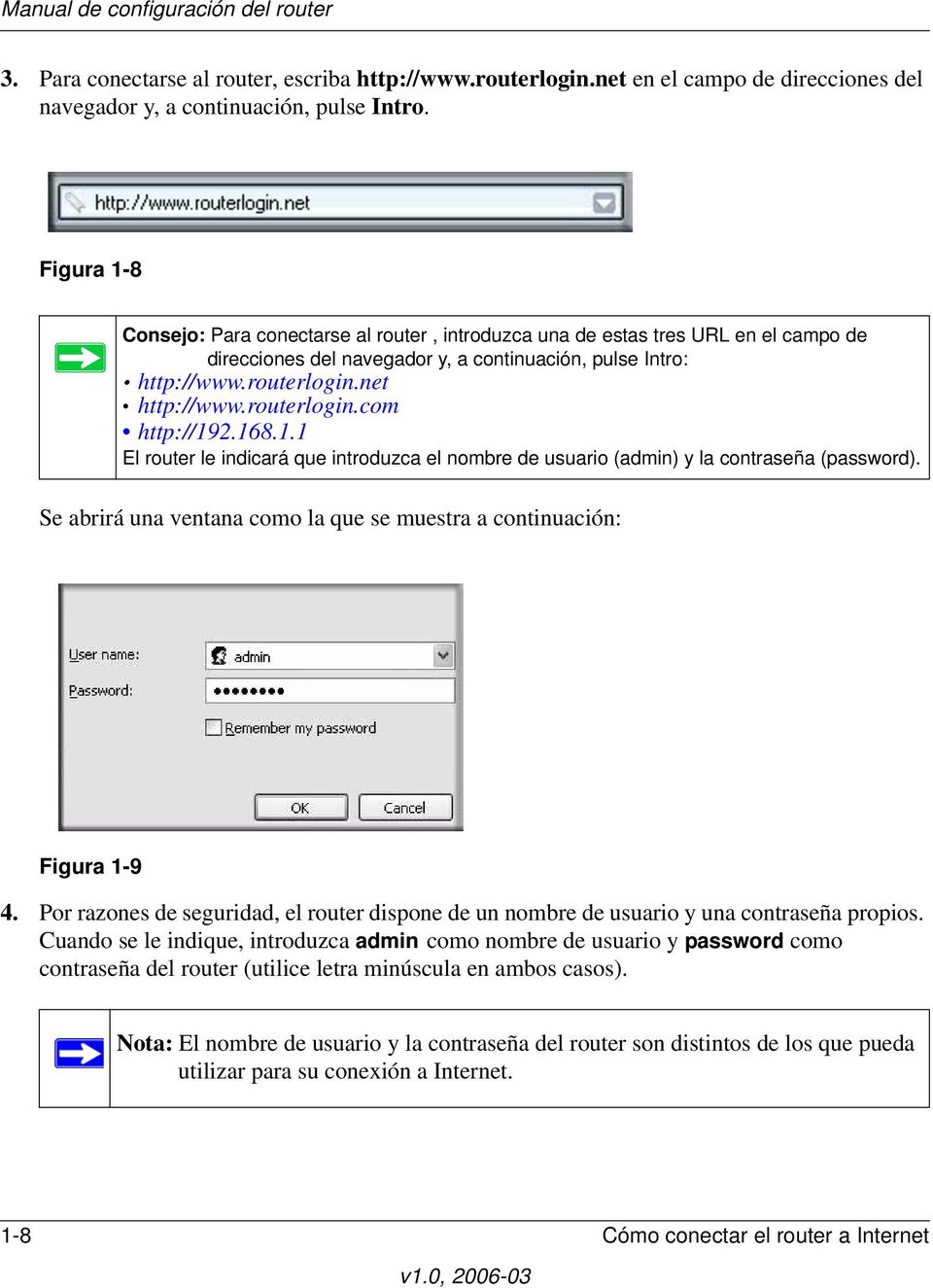 routerlogin.com http://192.168.1.1 El router le indicará que introduzca el nombre de usuario (admin) y la contraseña (password).