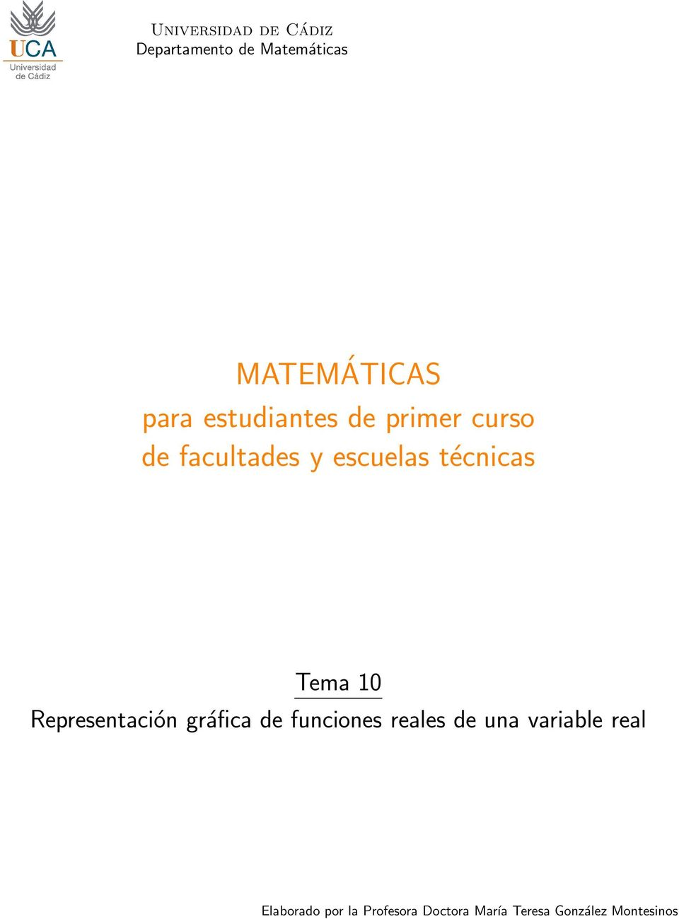 Tema Representación gráfica de funciones reales de una variable