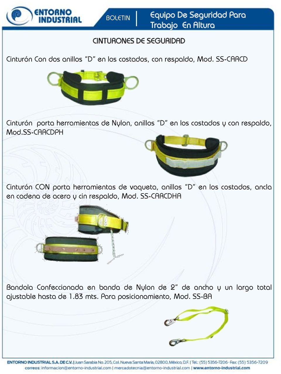 SS-CARCDPH Cinturón CON porta herramientas de vaqueta, anillos D en los costados, ancla en cadena de acero y cin