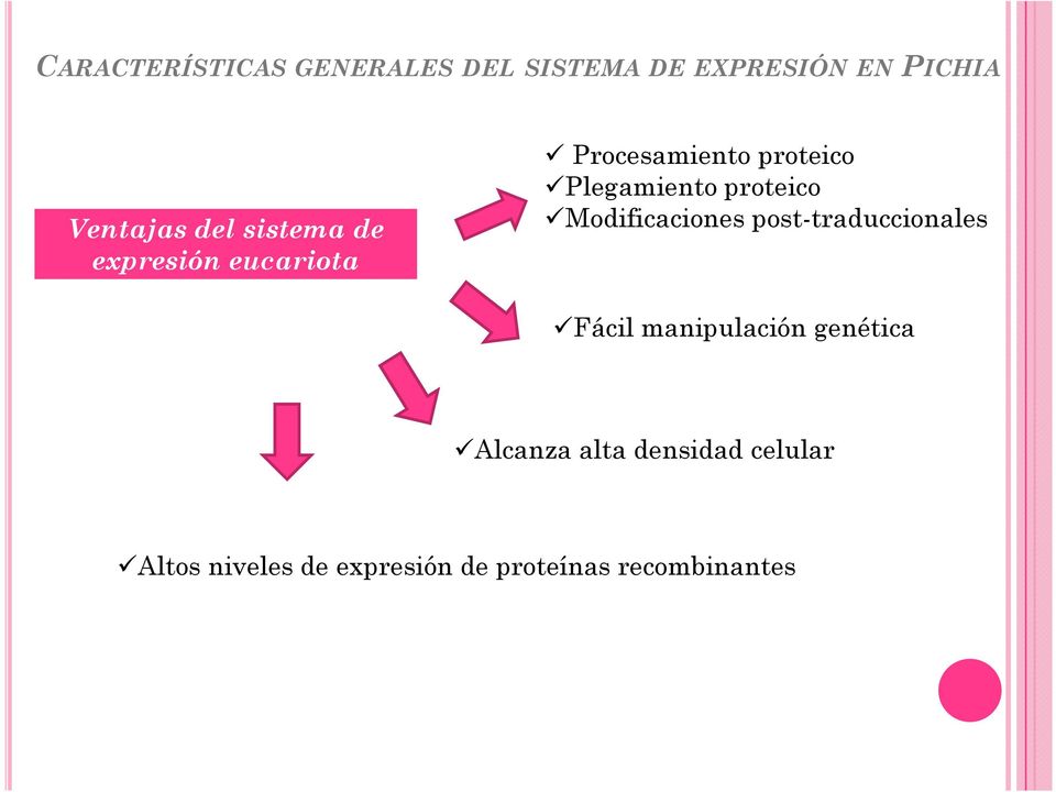 proteico Modificaciones post-traduccionales Fácil manipulación genética