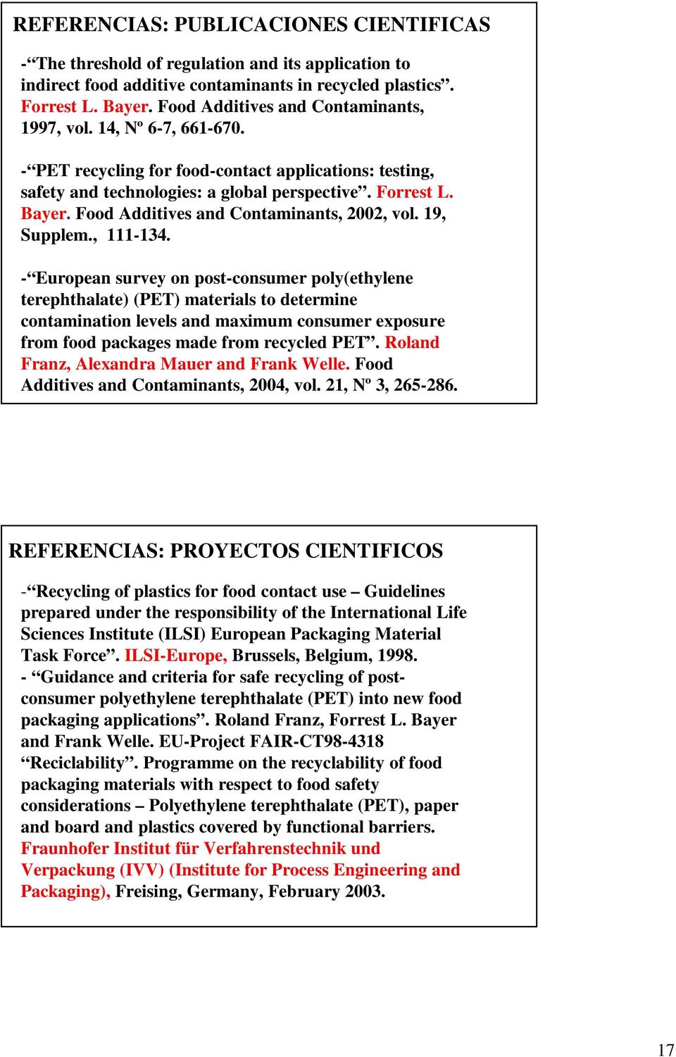 Food Additives and Contaminants, 2002, vol. 19, Supplem., 111-134.
