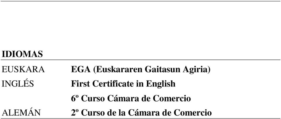Certificate in English 6º Curso Cámara