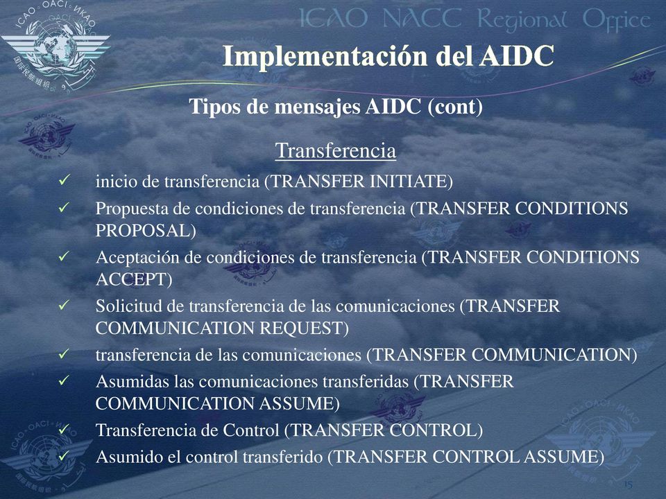 comunicaciones (TRANSFER COMMUNICATION REQUEST) transferencia de las comunicaciones (TRANSFER COMMUNICATION) Asumidas las comunicaciones