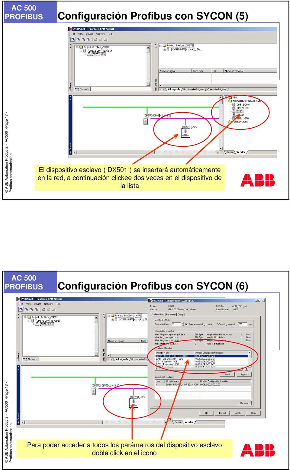 dispositivo de la lista Configuración Profibus con SYCON (6) ABB Automation Products - AC500