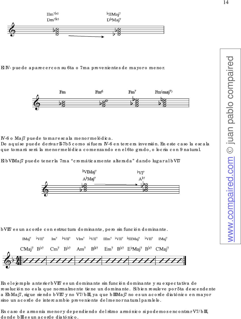 El bvimaj7 puede tener la 7ma cromáticamente alterada dando lugar al bvi7 bvii7 es un acorde con estructura dominante, pero sin función dominante.
