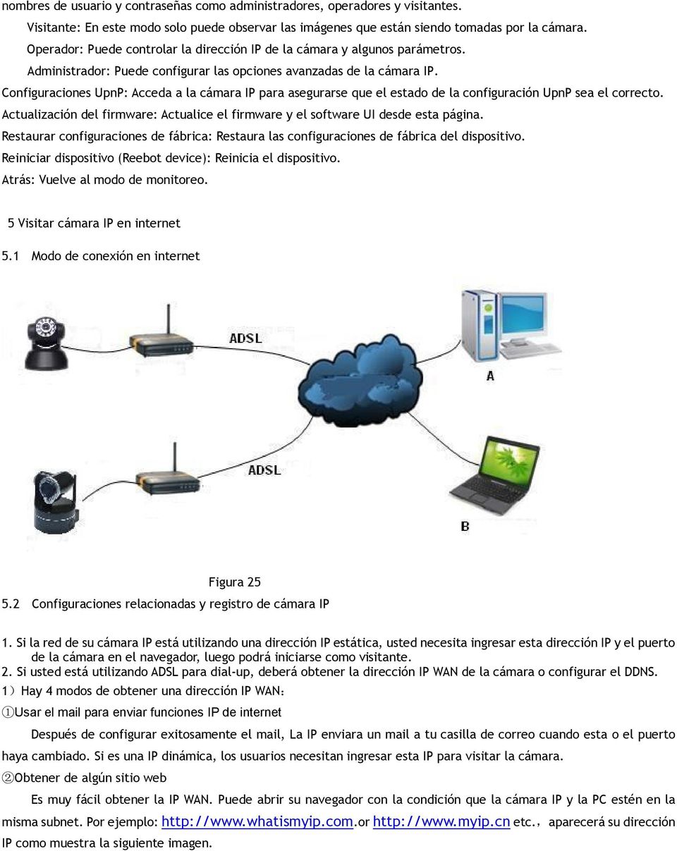 Configuraciones UpnP: Acceda a la cámara IP para asegurarse que el estado de la configuración UpnP sea el correcto.