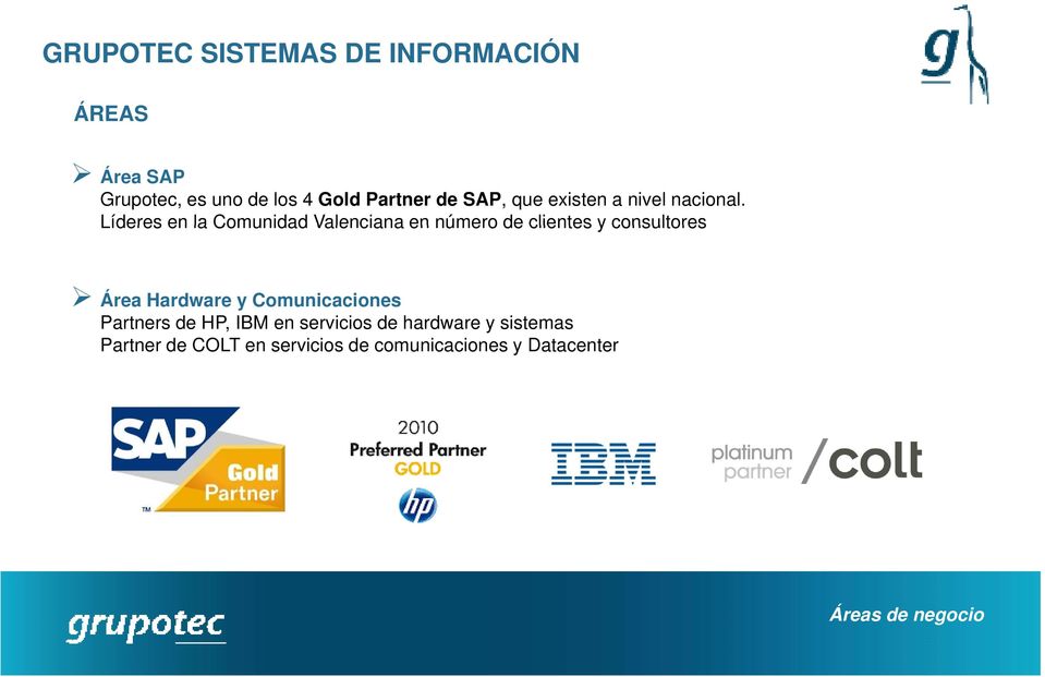 Líderes en la Comunidad Valenciana en número de clientes y consultores Área Hardware y