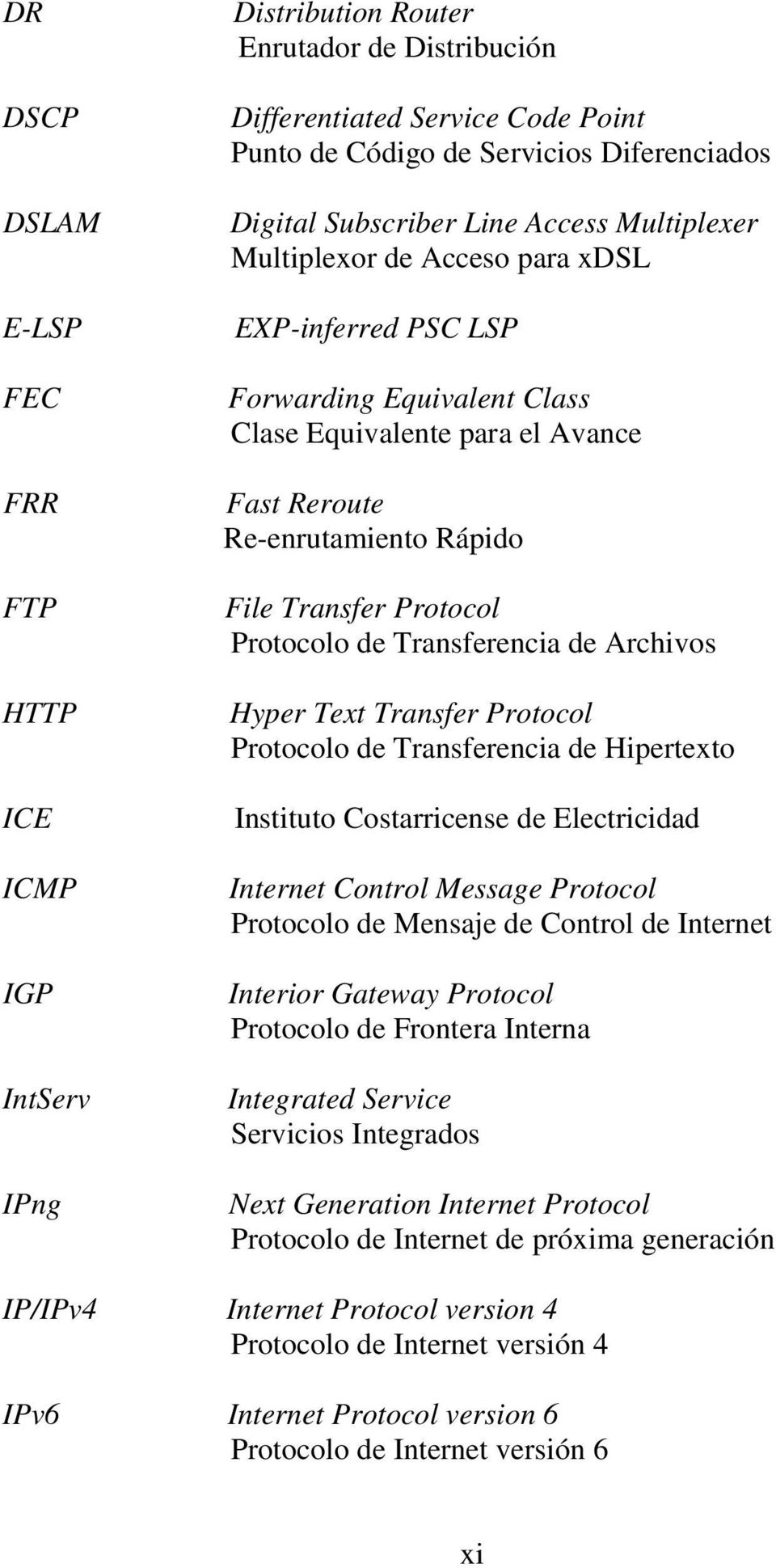 Protocol Protocolo de Transferencia de Archivos Hyper Text Transfer Protocol Protocolo de Transferencia de Hipertexto Instituto Costarricense de Electricidad Internet Control Message Protocol
