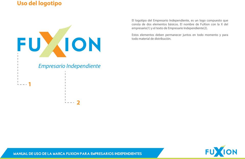 El nombre de FuXion con la X del empresario(1) y el texto de
