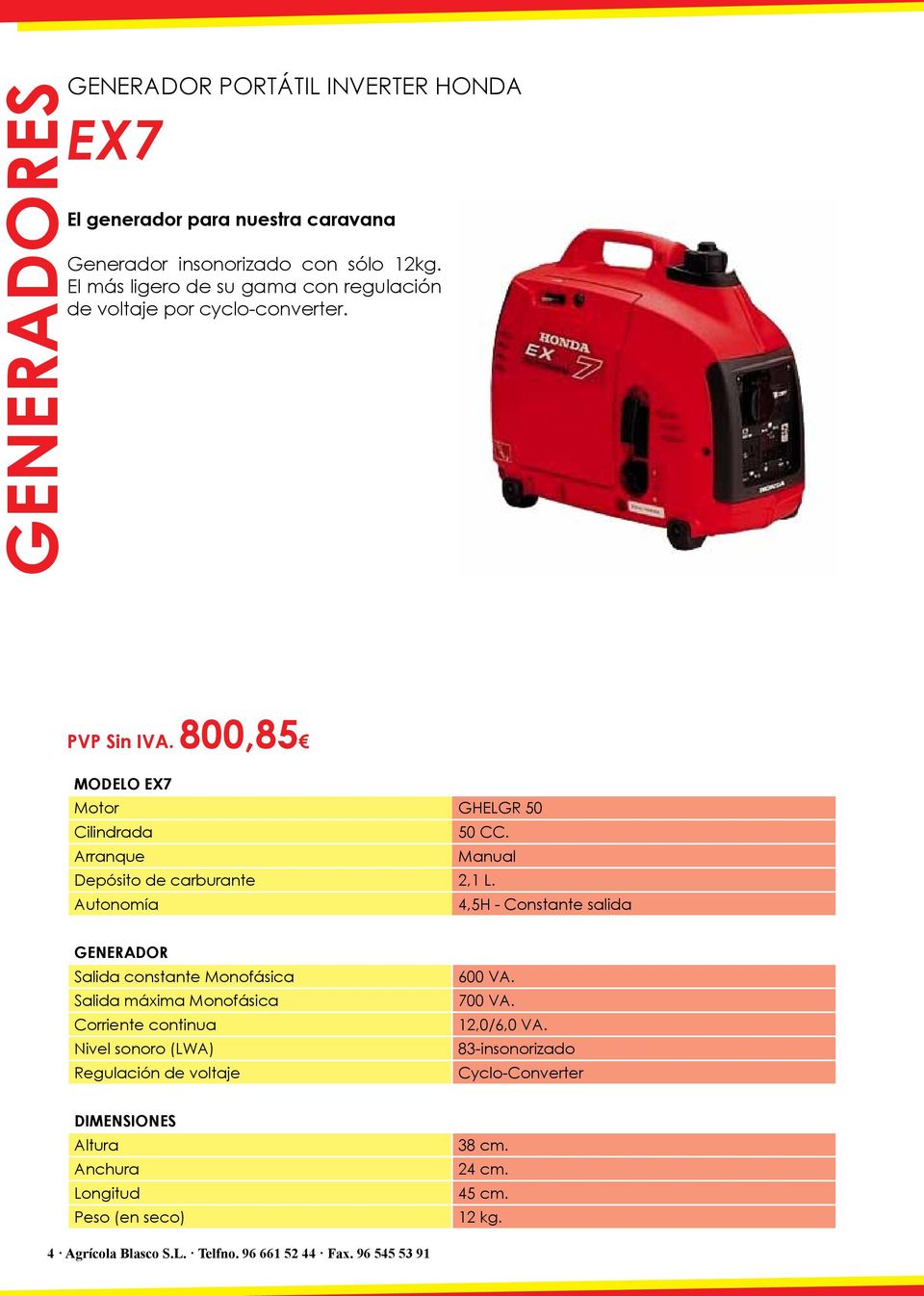 800,85 MODELO EX7 GHELGR 50 50 CC. Manual Depósito de carburante 2,1 L.