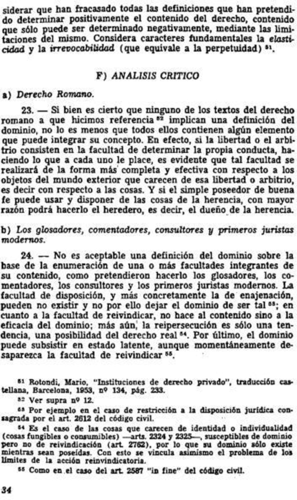 a y F) ANALISIS CRITICO a) Derecho Romano. 23.