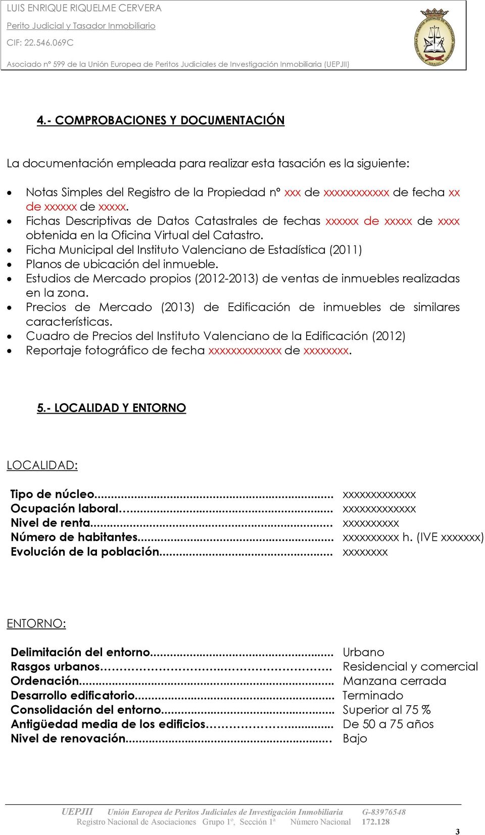 Ficha Municipal del Instituto Valenciano de Estadística (2011) Planos de ubicación del inmueble. Estudios de Mercado propios (2012-2013) de ventas de inmuebles realizadas en la zona.