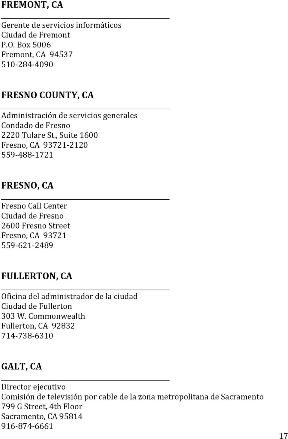 CA Oficina del administrador de la ciudad Ciudad de Fullerton 303 W.