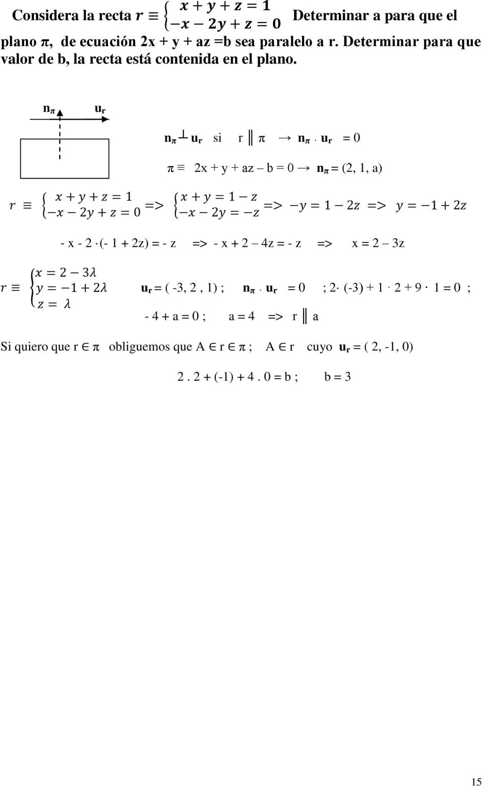 n π u r n π u r si r π n π u r = 0 π 2x + y + az b = 0 n π = (2, 1, a) - x - 2 (- 1 + 2z) = - z => - x + 2 4z = - z => x