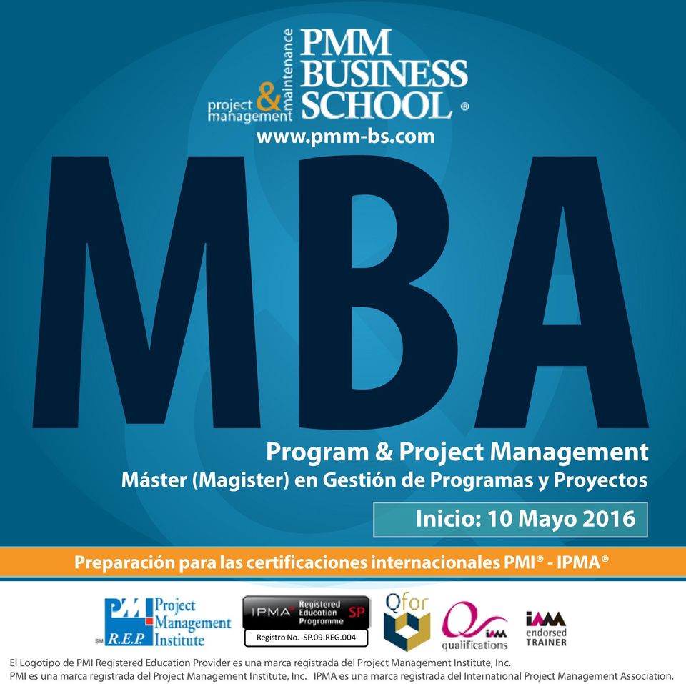 internacionales PMI - IPMA &Registro No. SP.09.REG.