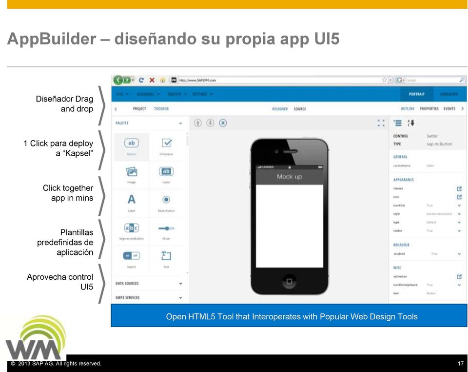 predefinidas de aplicación Aprovecha control UI5 Open HTML5 Tool that