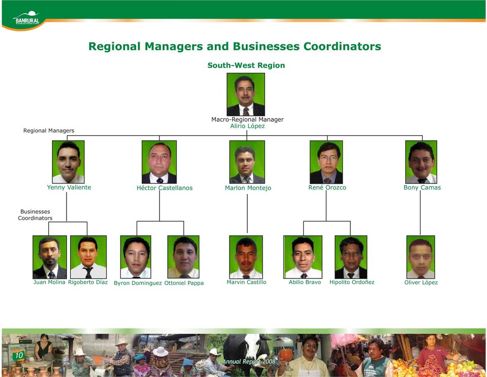 Montejo René Orozco Bony Camas Businesses Coordinators Juan Molina Rigoberto Díaz