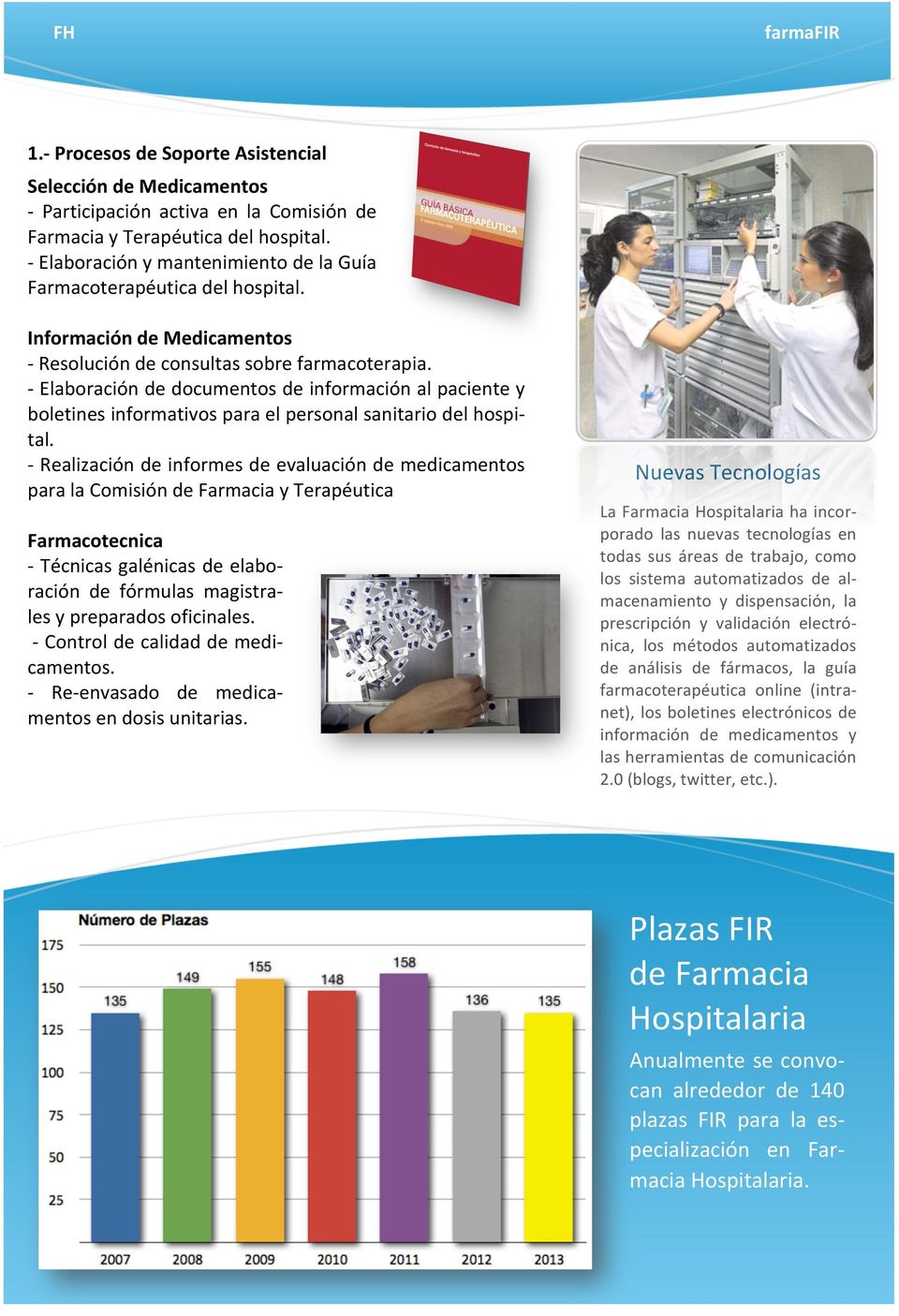 - Elaboración de documentos de información al paciente y boletines informativos para el personal sanitario del hospi- tal.