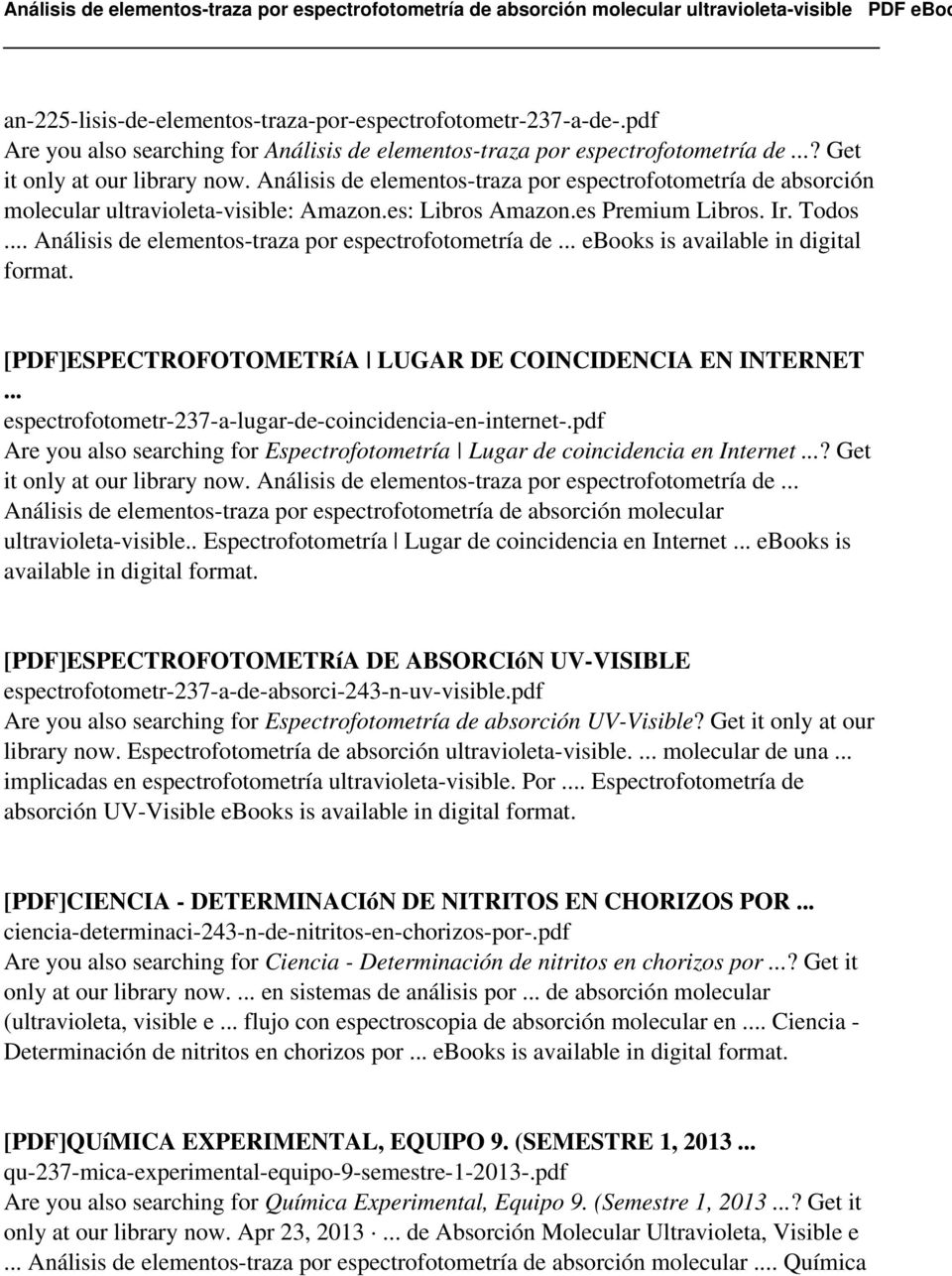 Análisis de elementos-traza por espectrofotometría de ebooks is available in digital format.
