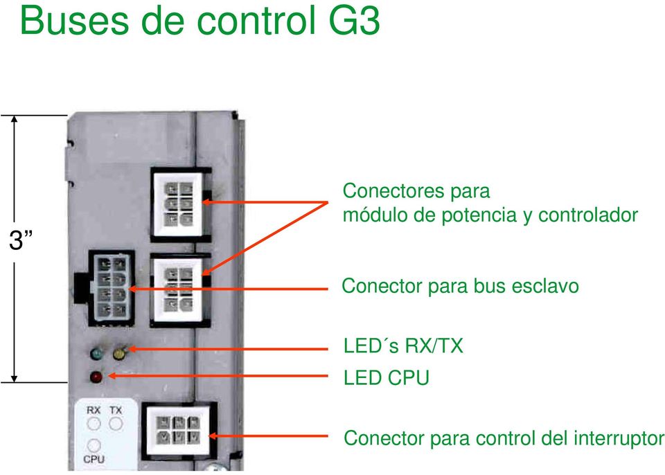Conector para bus esclavo LED s RX/TX