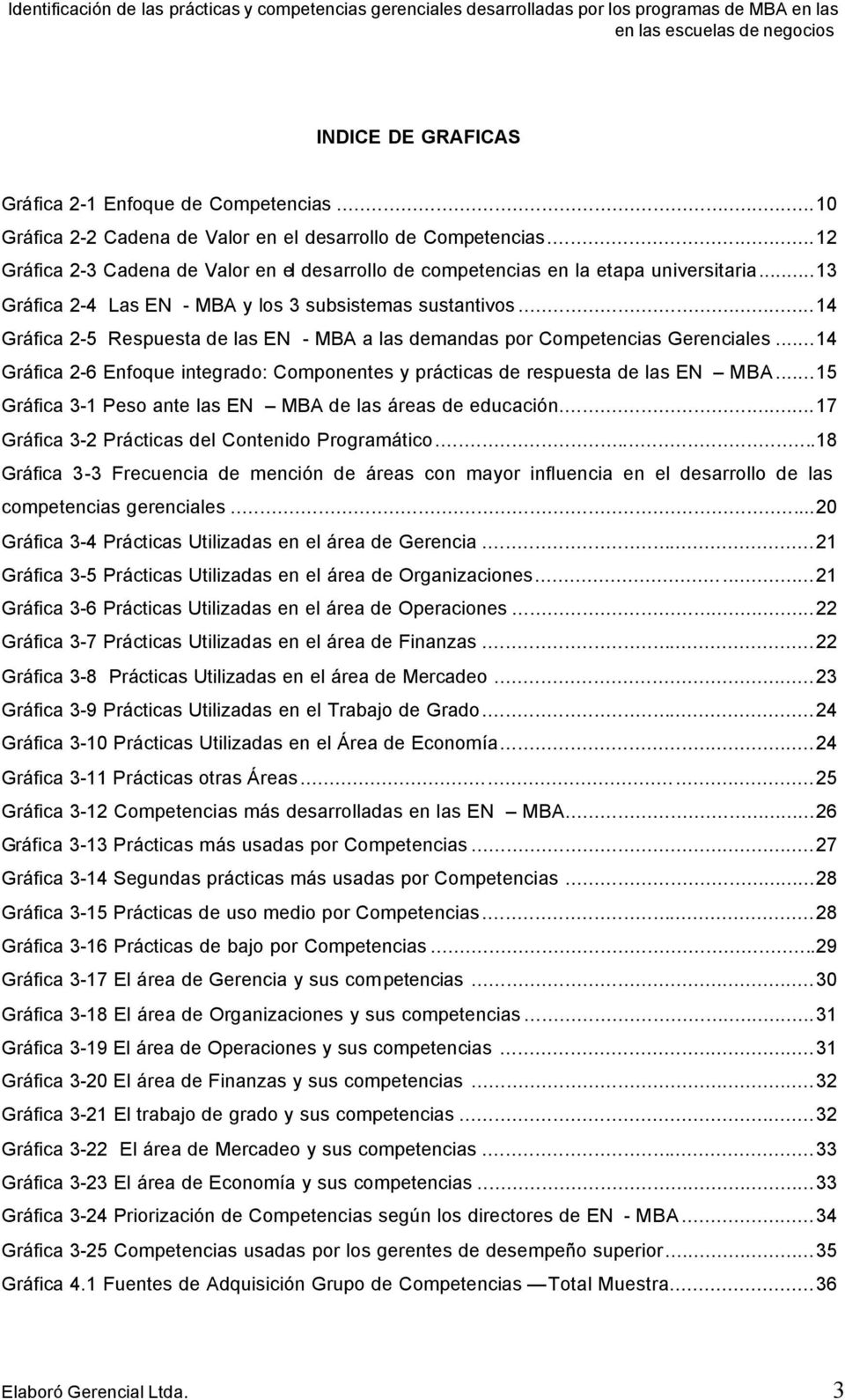 ..14 Gráfica 2-5 Respuesta de las EN - MBA a las demandas por Competencias Gerenciales...14 Gráfica 2-6 Enfoque integrado: Componentes y prácticas de respuesta de las EN MBA.